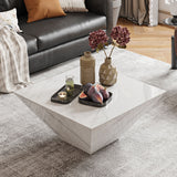 Drum Shaped White Faux Marble Coffee Table White