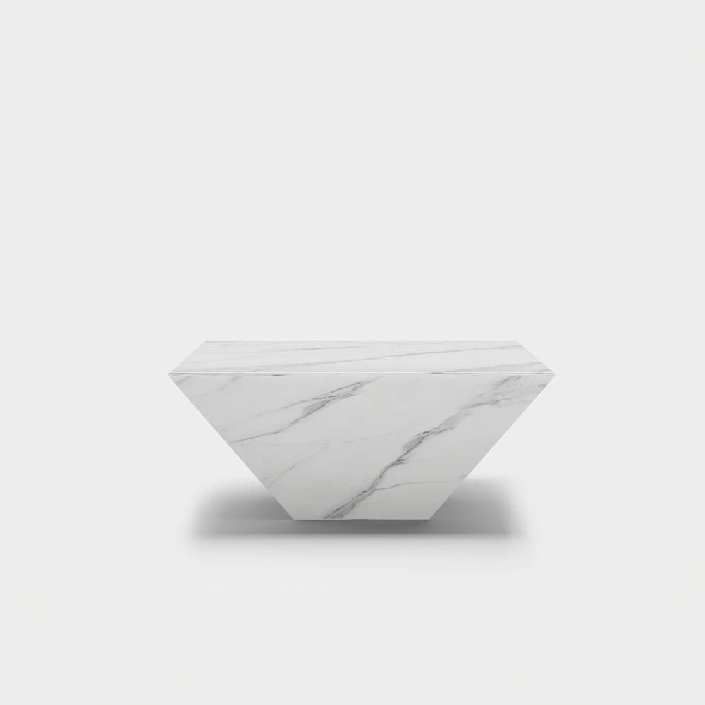 Drum Shaped White Faux Marble Coffee Table White
