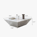 Drum Shaped White Faux Marble Coffee Table White