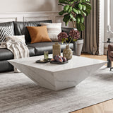 Drum Shaped White Faux Marble Coffee Table White