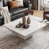 Drum Shaped White Faux Marble Coffee Table White