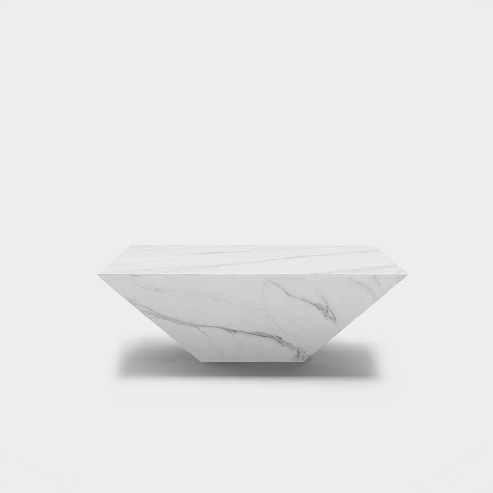 Drum Shaped White Faux Marble Coffee Table White