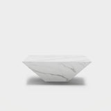 Drum Shaped White Faux Marble Coffee Table White