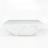 Drum Shaped White Faux Marble Coffee Table White