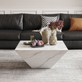 Drum Shaped White Faux Marble Coffee Table White