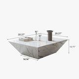 Drum Shaped White Faux Marble Coffee Table White