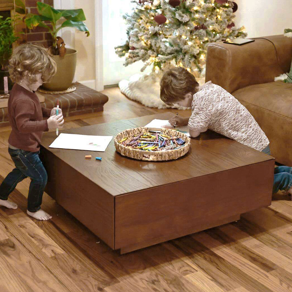 Stylish Wood Coffee Table With Storage Brown