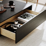 Stylish Wood Coffee Table With Storage Black