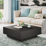 Stylish Wood Coffee Table With Storage Black