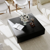 Stylish Wood Coffee Table With Storage Black