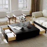 Stylish Wood Coffee Table With Storage Black