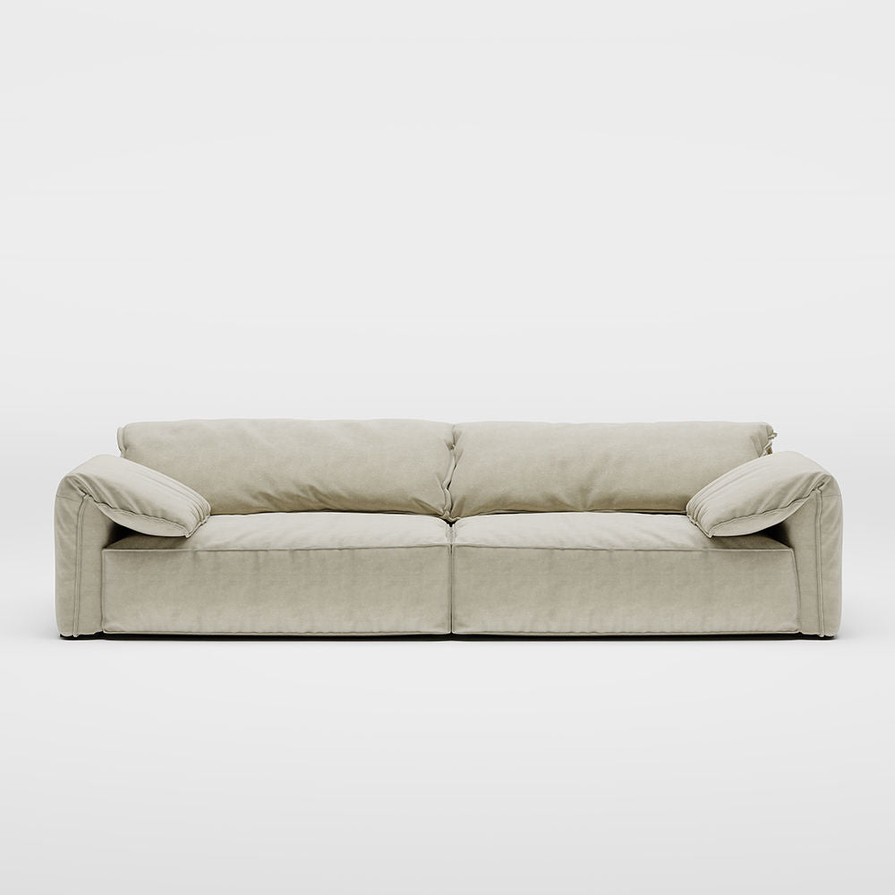 Modern Deep Seated Pillow Top Arm Sofa Beige