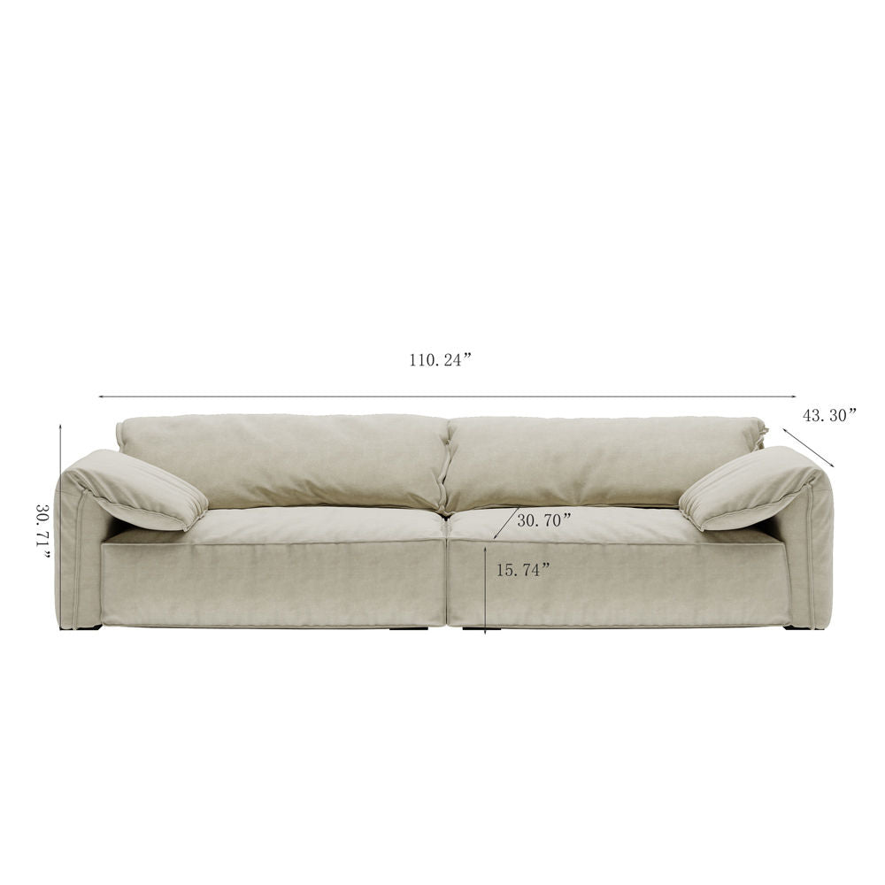 Modern Deep Seated Pillow Top Arm Sofa Beige