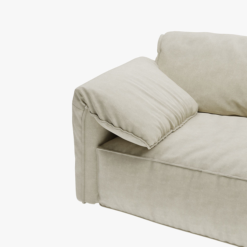 Modern Deep Seated Pillow Top Arm Sofa Beige