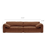 Modern Deep Seated Pillow Top Arm Sofa Red-brown