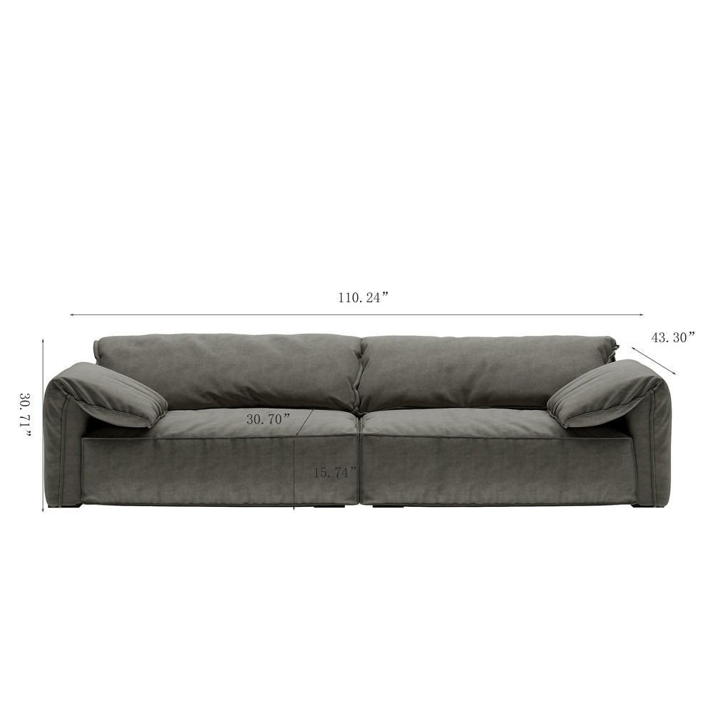 Modern Deep Seated Pillow Top Arm Sofa Dark Gray