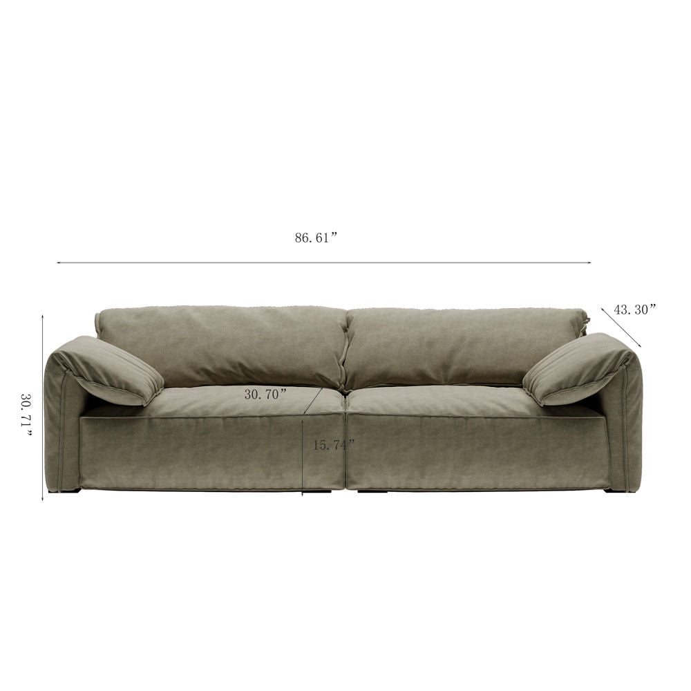 Modern Deep Seated Pillow Top Arm Sofa Khaki