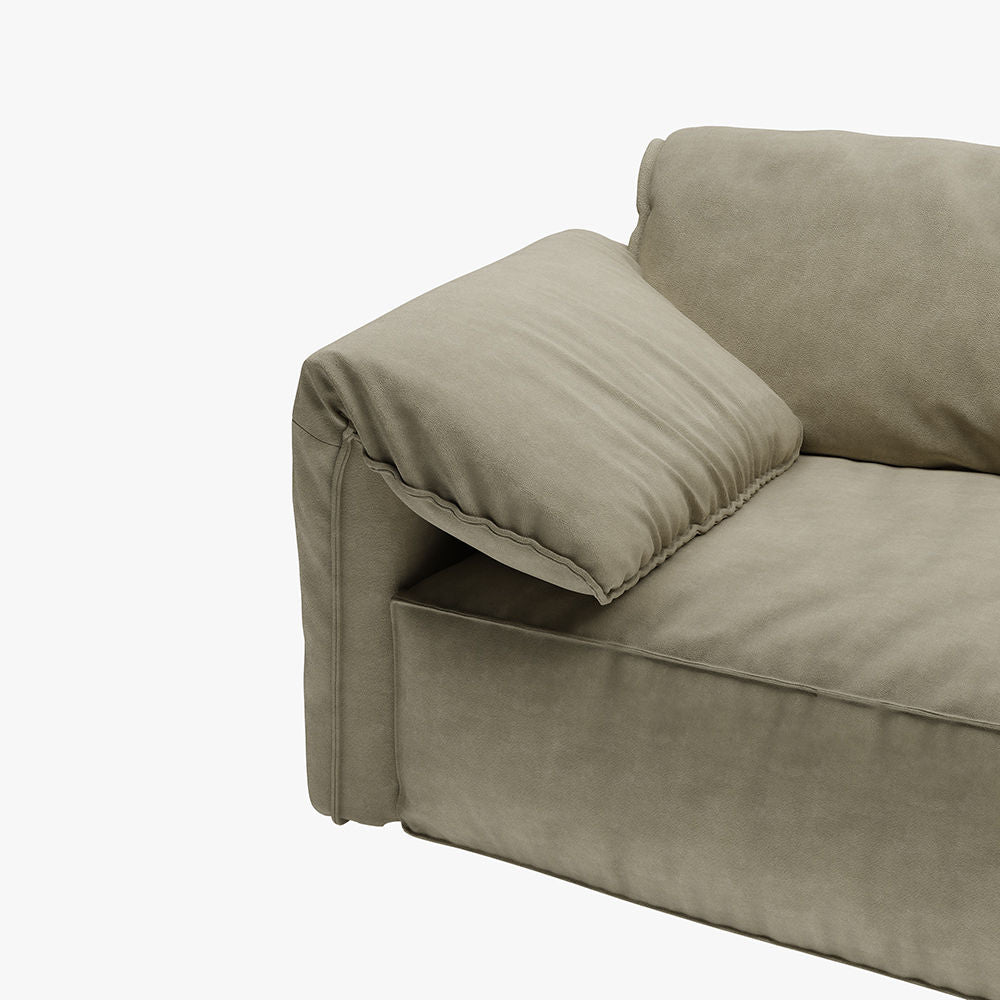 Modern Deep Seated Pillow Top Arm Sofa Khaki