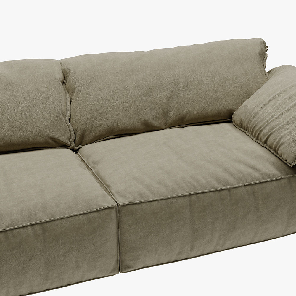 Modern Deep Seated Pillow Top Arm Sofa Khaki