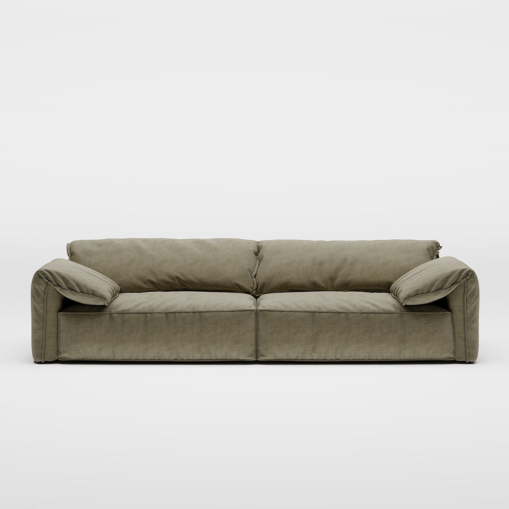 Modern Deep Seated Pillow Top Arm Sofa Khaki