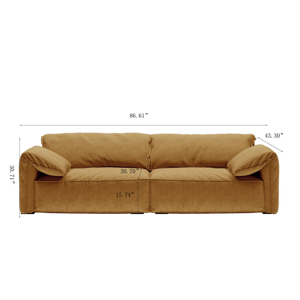 Modern Deep Seated Pillow Top Arm Sofa Yellow