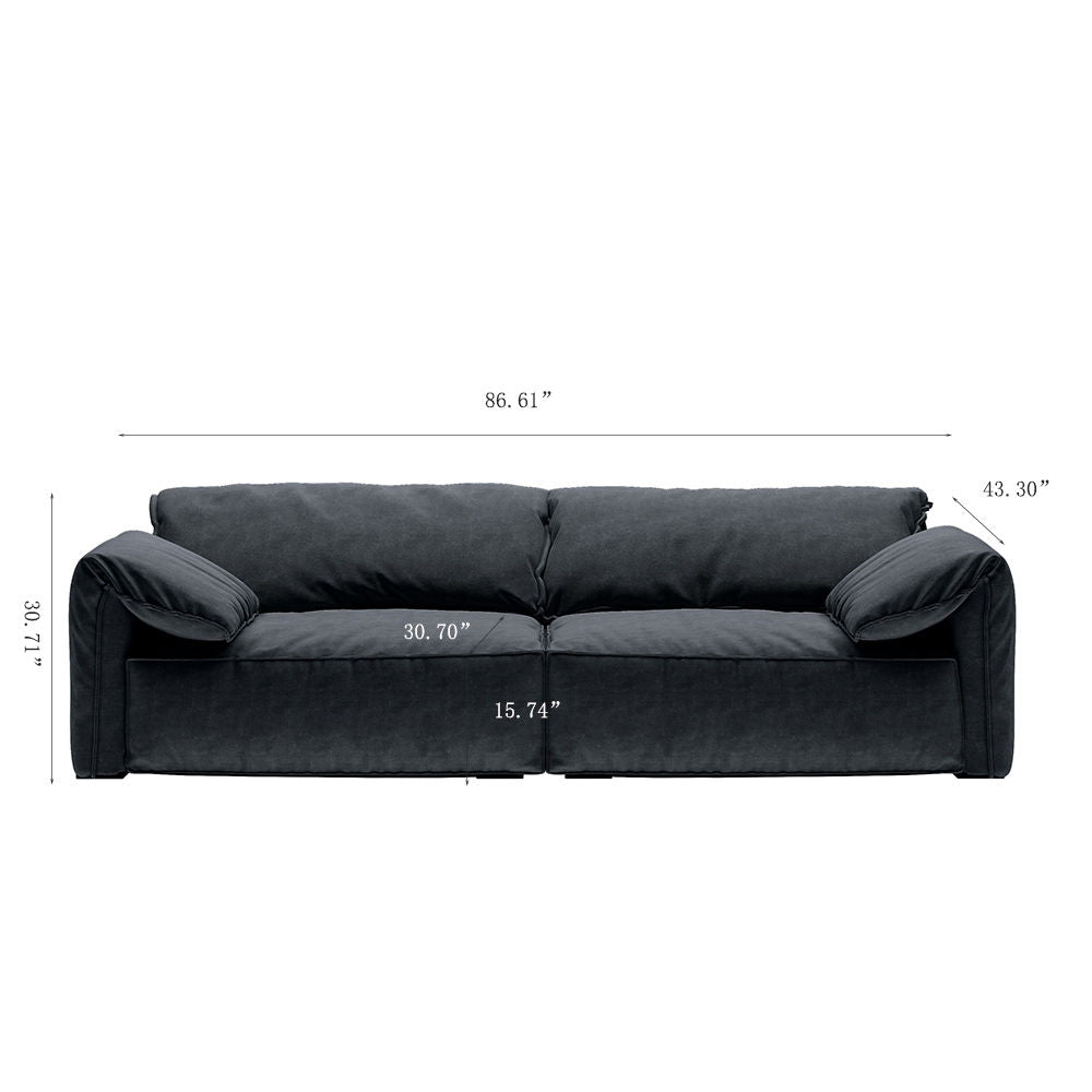 Modern Deep Seated Pillow Top Arm Sofa Navy