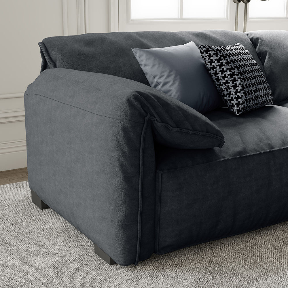 Modern Deep Seated Pillow Top Arm Sofa Navy