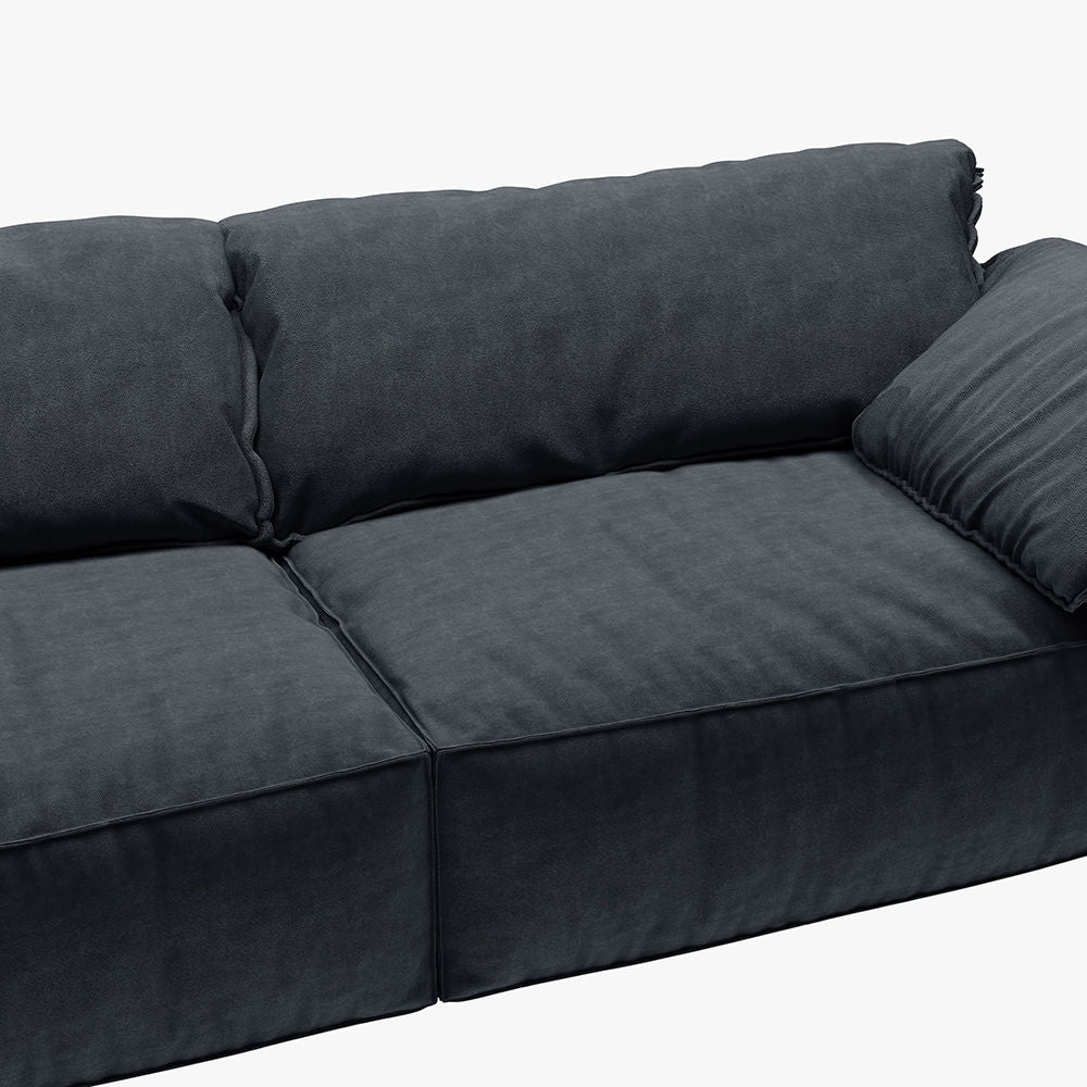 Modern Deep Seated Pillow Top Arm Sofa Navy