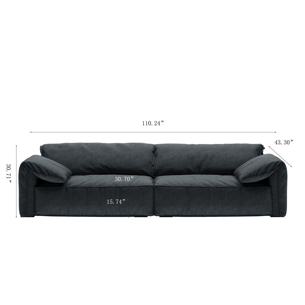 Modern Deep Seated Pillow Top Arm Sofa Navy