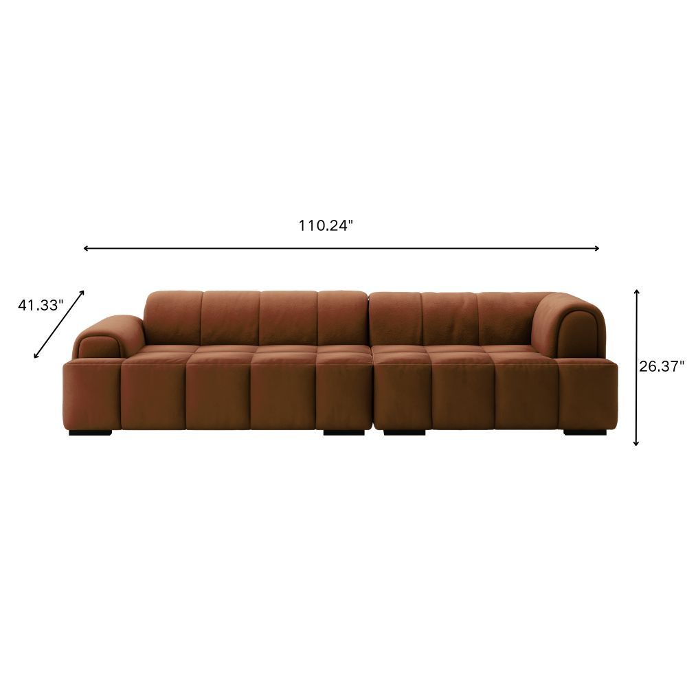 Quality Modern Channeled Recliner Sofa With Cat Scratch Fabric Brown