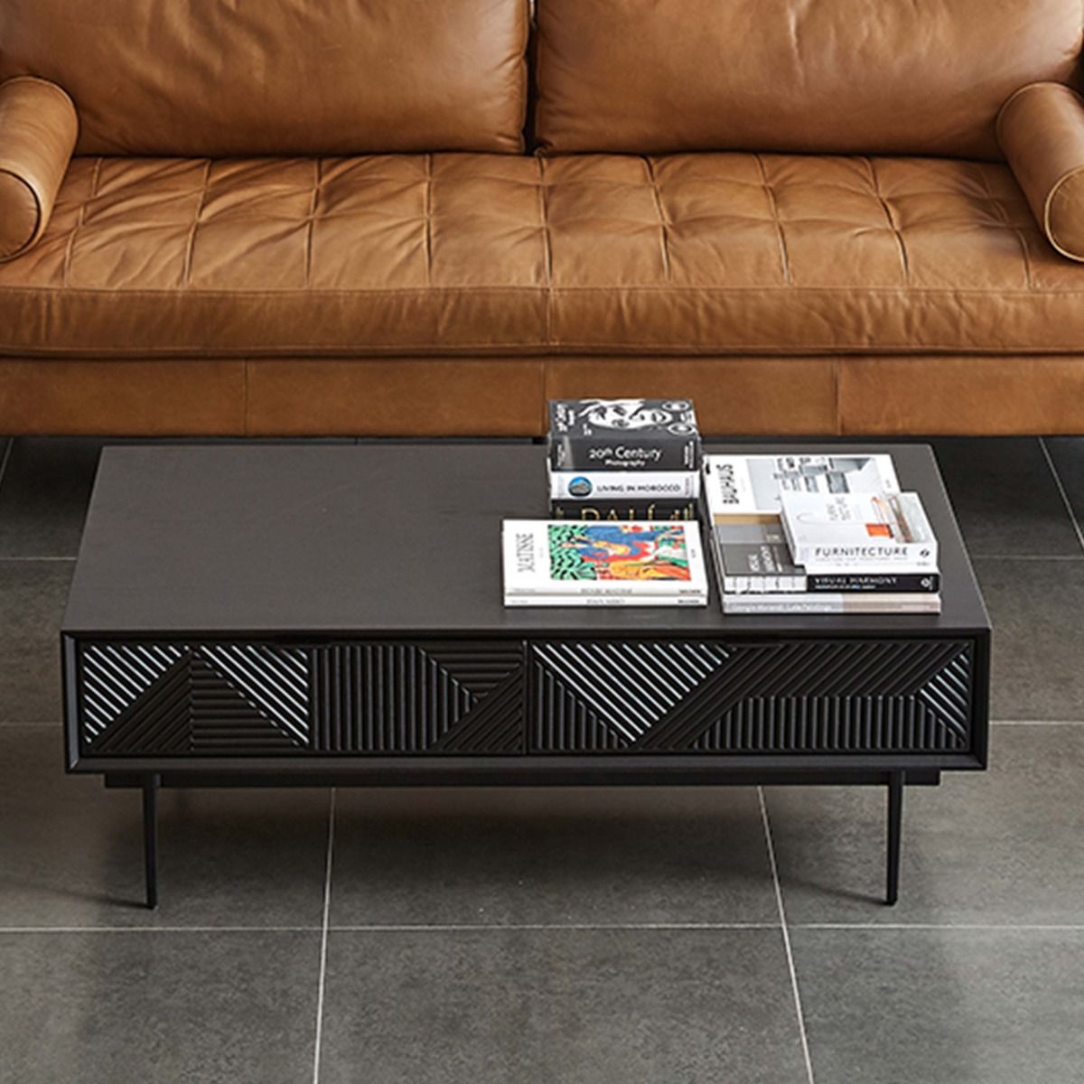 Modern Semi-Open Coffee Table With Storage -Buy Now & Get Free Shipping! Black