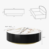 Modern Drum Coffee Table With Drawers White & Black