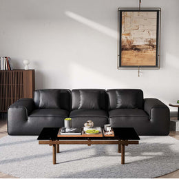 Modern Light Luxury Black Leather 3-Piece Sofa Set: Living Spaces Sofa Black