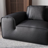 Modern Light Luxury 3 Seat Leather Sofa Black