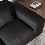 Modern Light Luxury 3 Seat Leather Sofa Black