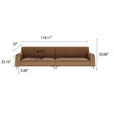 Modern Minimalist Cowhide 4 Seater Sofa Brown