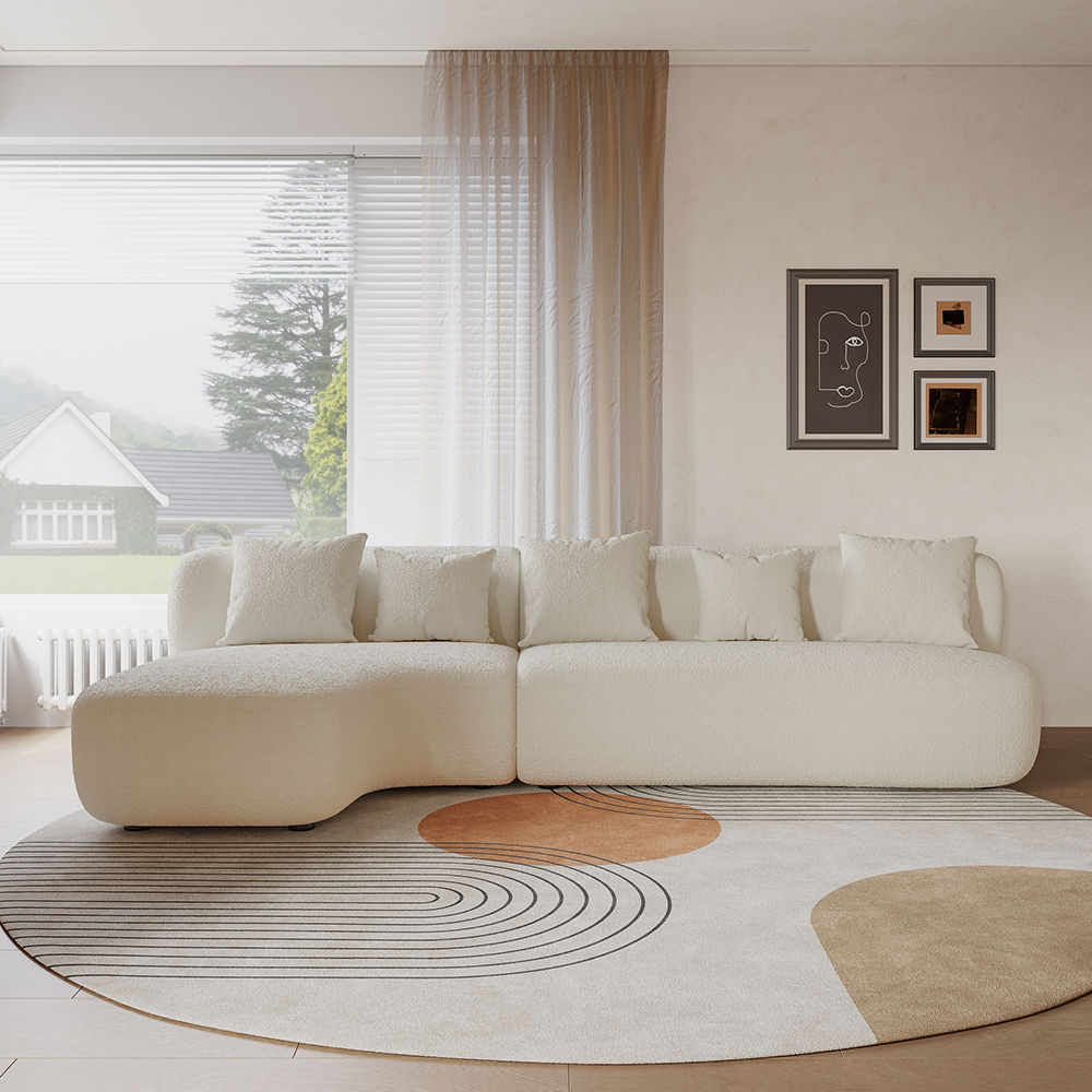 Modern Minimalist High-Resilience Lamb Fleece Sofa Beige