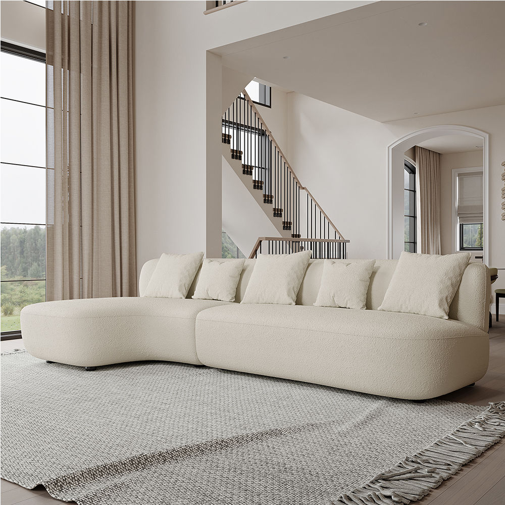 Modern Minimalist High-Resilience Lamb Fleece Sofa Beige