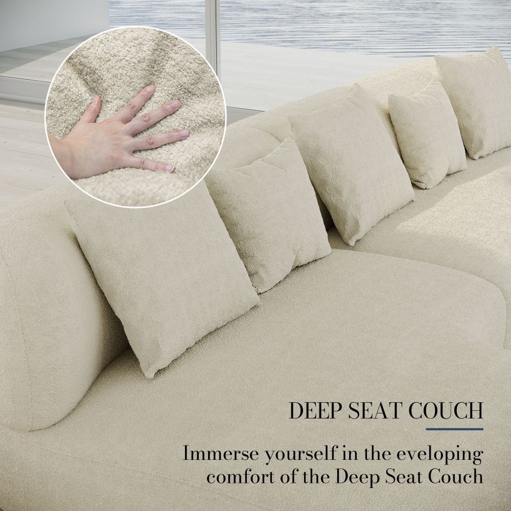 Modern Minimalist High-Resilience Lamb Fleece Sofa Beige