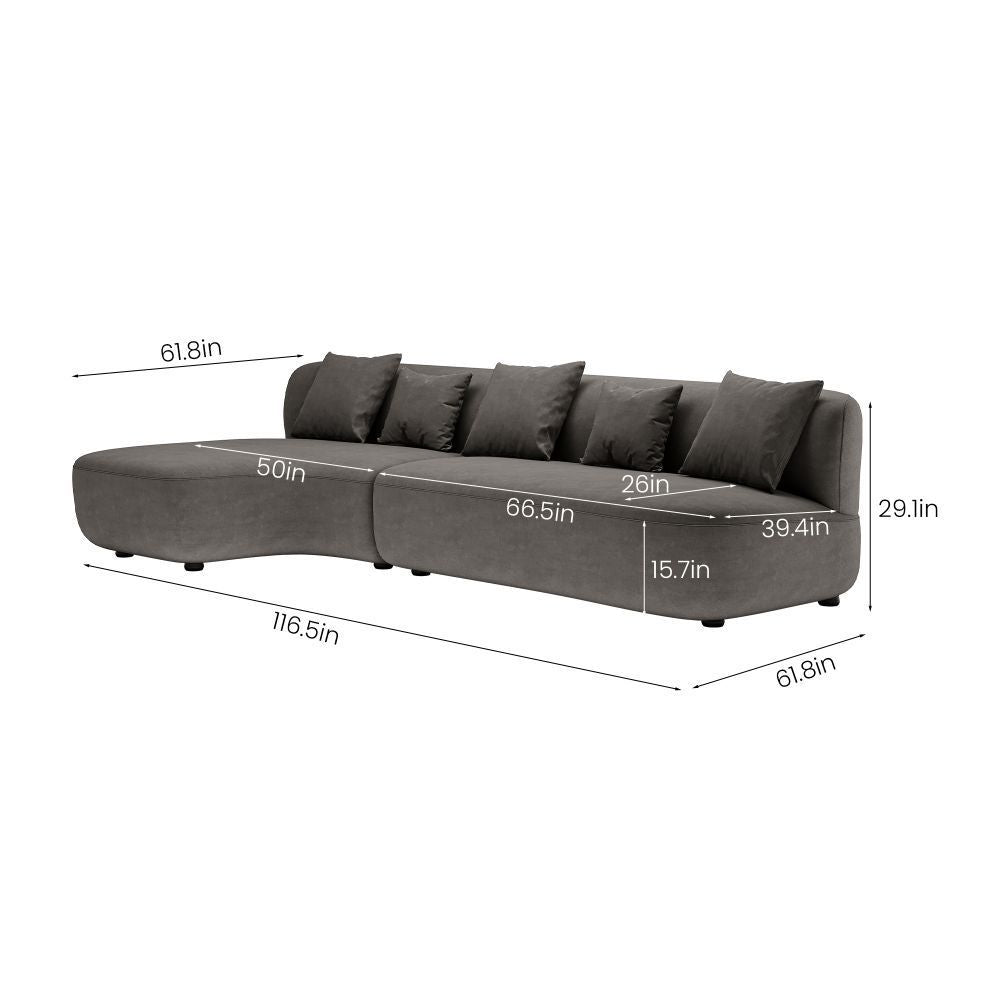 Modern Minimalist High-Resilience Lamb Fleece Sofa Dark Gray