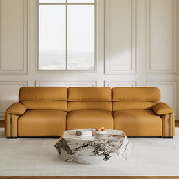 Modern Minimalist Microfiber Leather 3 Seat Sofa Orange