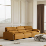 Modern Minimalist Microfiber Leather 3 Seat Sofa Orange