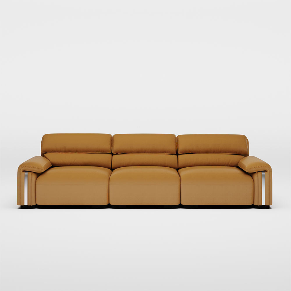 Modern Minimalist Microfiber Leather 3 Seat Sofa Orange