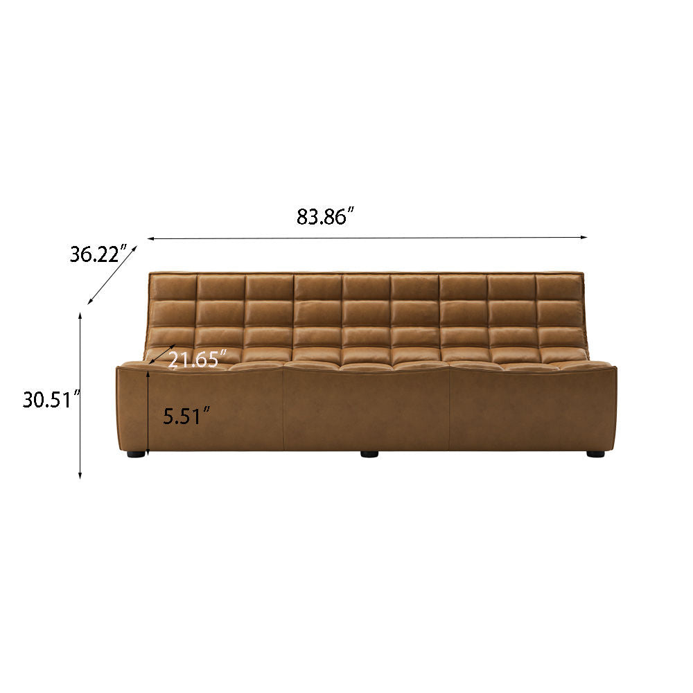 Modern Minimalist Three Seat Armless Sofa Brown