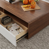 Modern White And Wood Coffee Table With Storage Wood & White