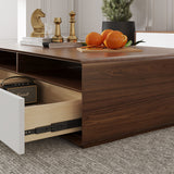 Modern White And Wood Coffee Table With Storage Wood & White