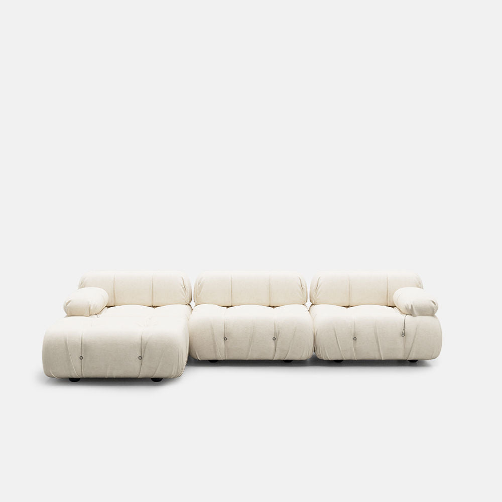 L-Shaped Sofa With Rolled Pillow Top Arm Beige