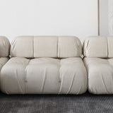 L-Shaped Sofa With Rolled Pillow Top Arm Beige