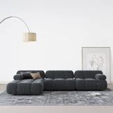 L-Shaped Sofa With Rolled Pillow Top Arm Dark Gray