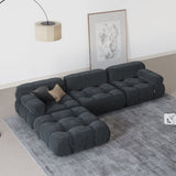 L-Shaped Sofa With Rolled Pillow Top Arm Dark Gray